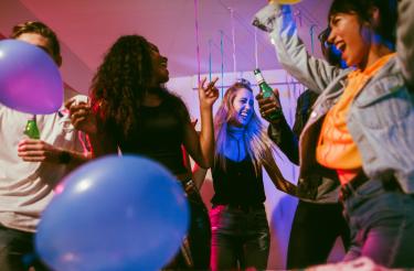 students at a party