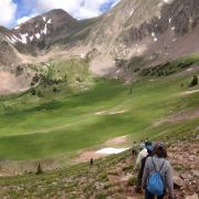 people hiking in the mountains