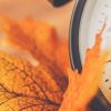 fall leaves and clock