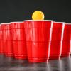 Photo of solo cups set up for a round of beer pong.