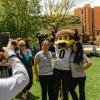 Photo of staff and faculty members posing with Chip at a CU event.