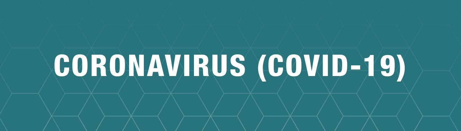 Coronavirus text overlaid on a patterned background