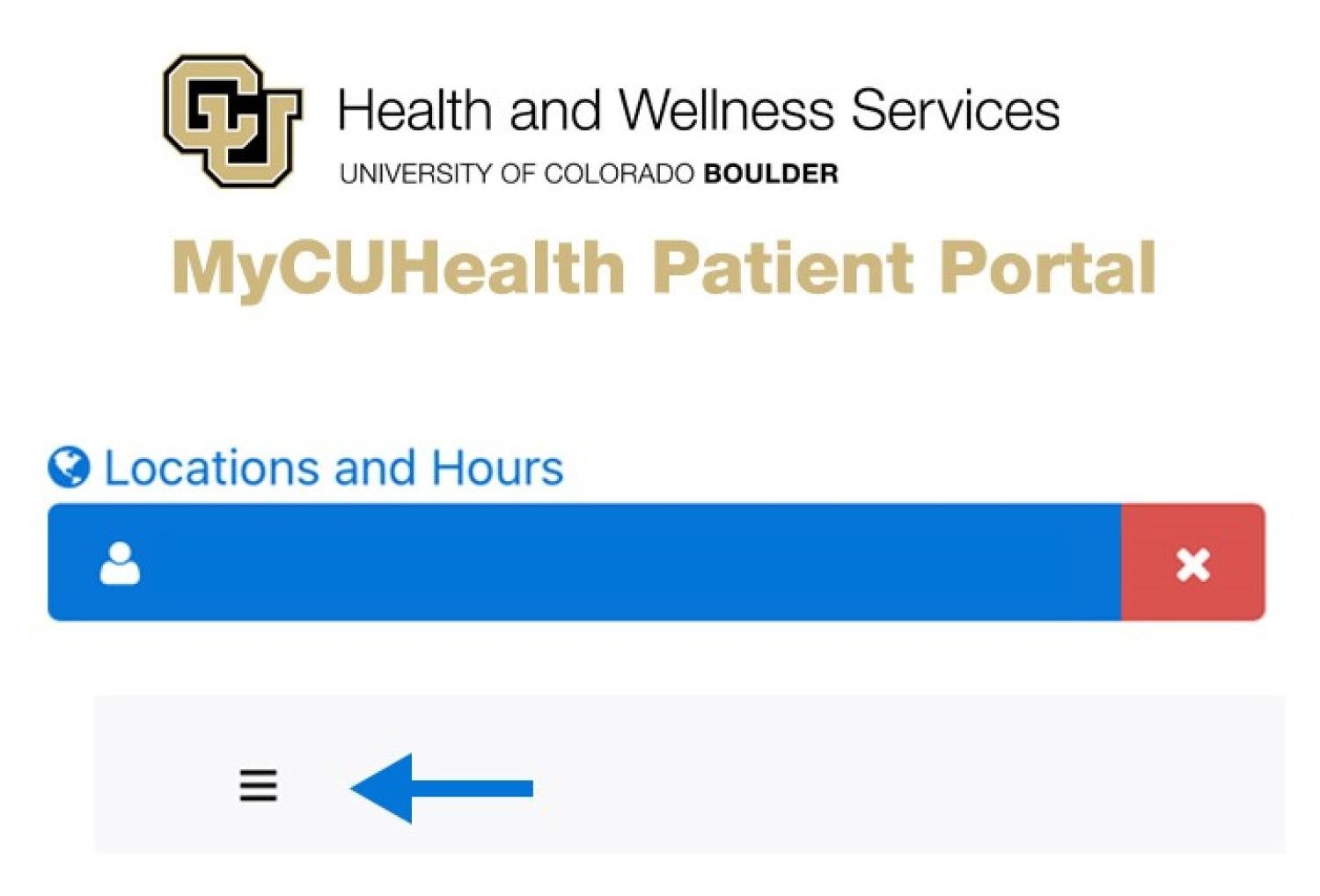 arrow pointing to the menu button