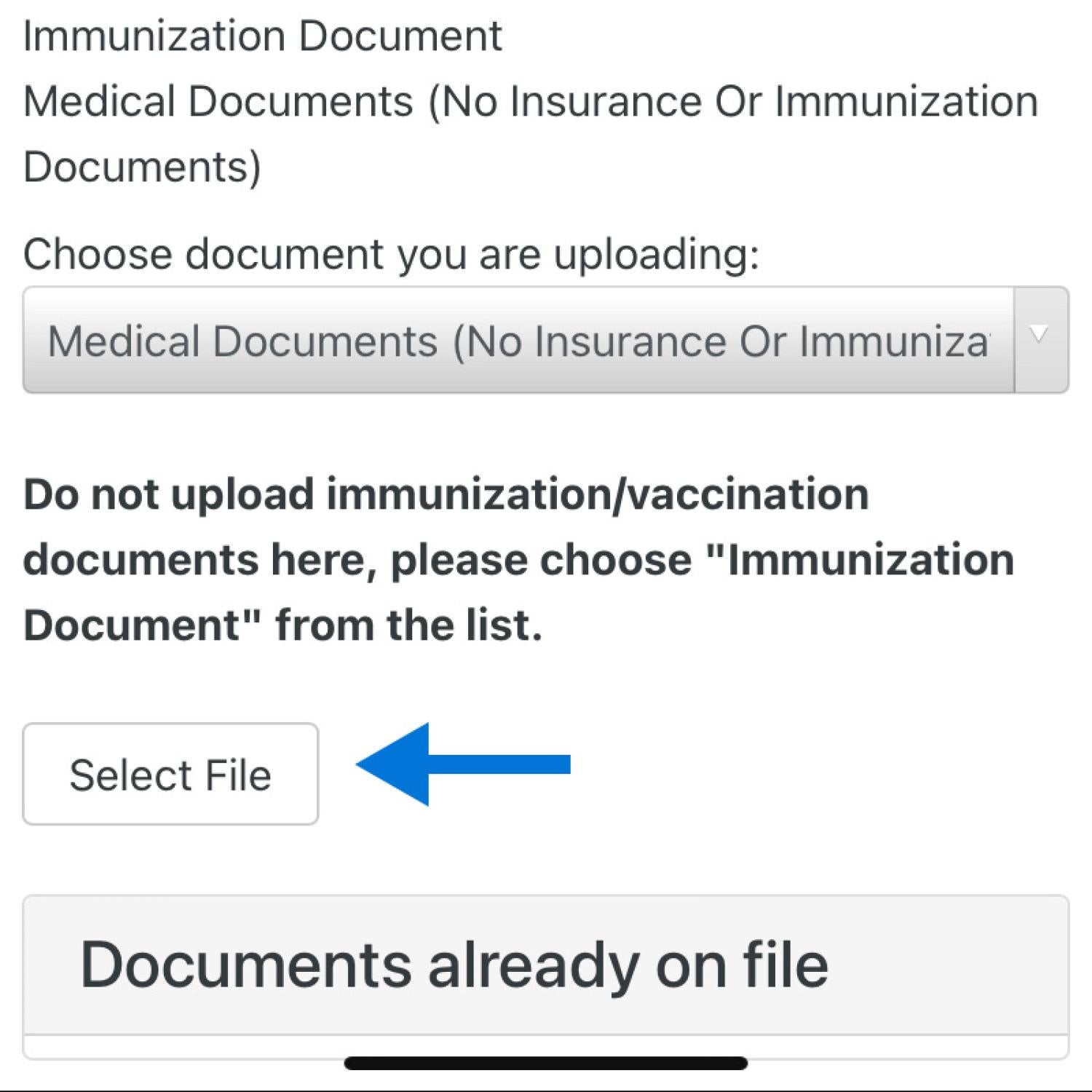 arrow pointing at select file on the menu