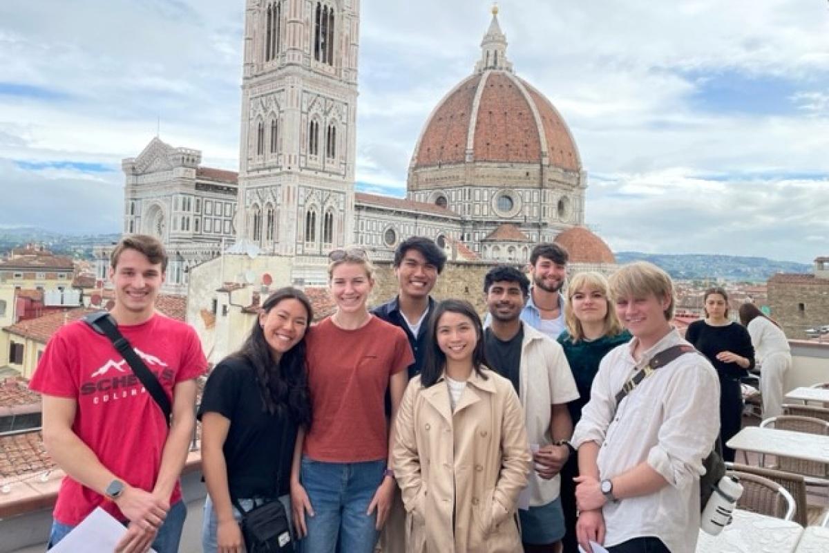 Students in front of the Duomo