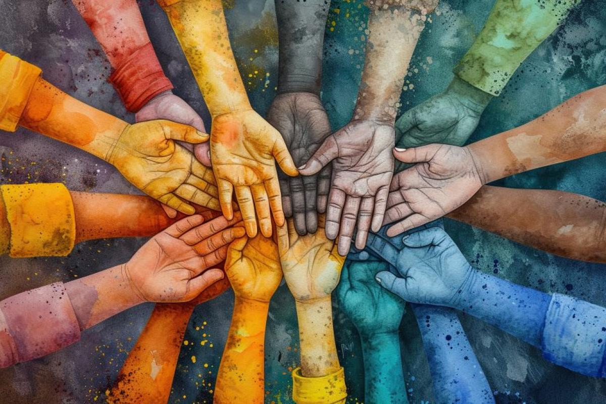History department inclusive excellence Principles graphic - Multicolored hands
