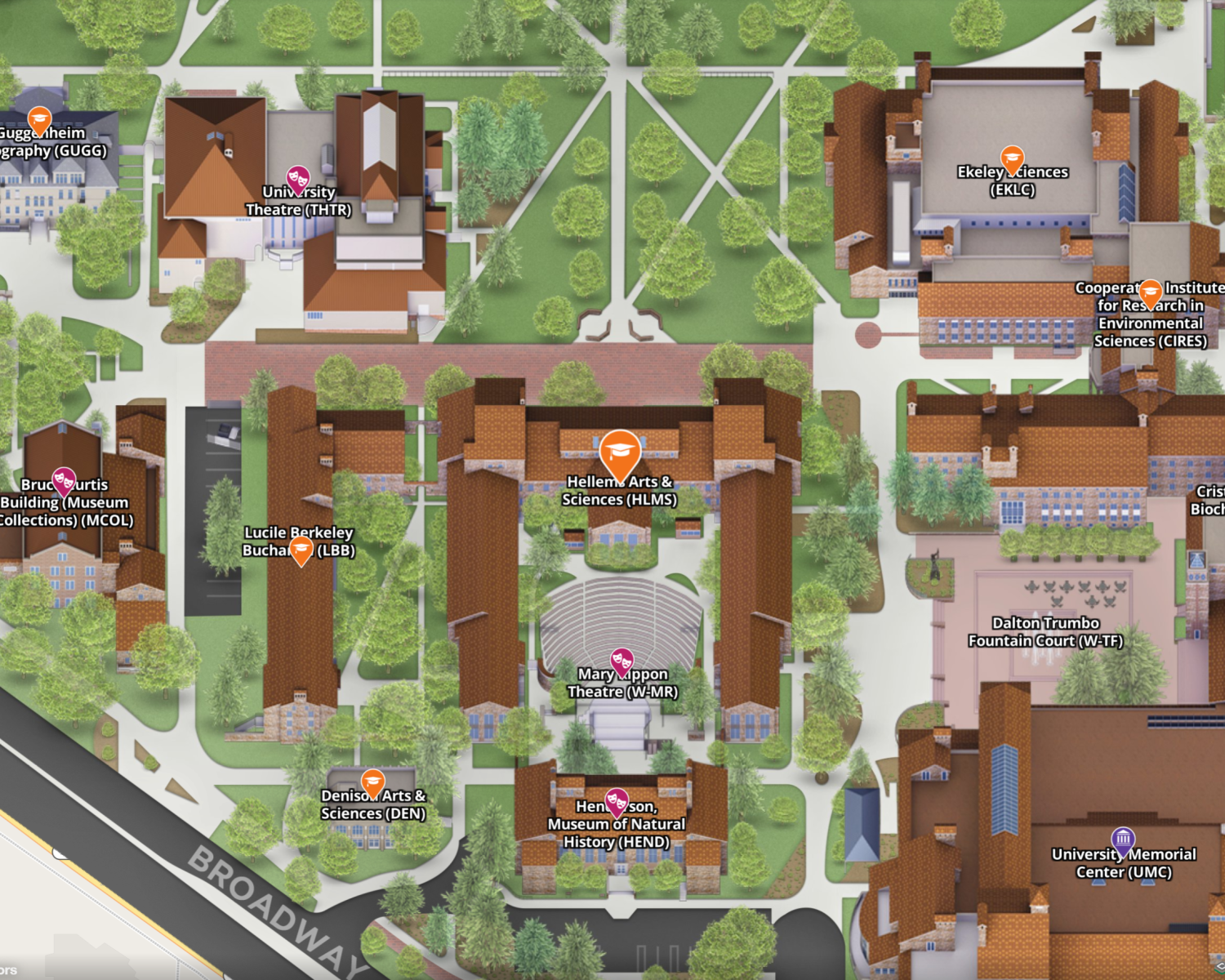 Map of Hellems Arts and Sciences building