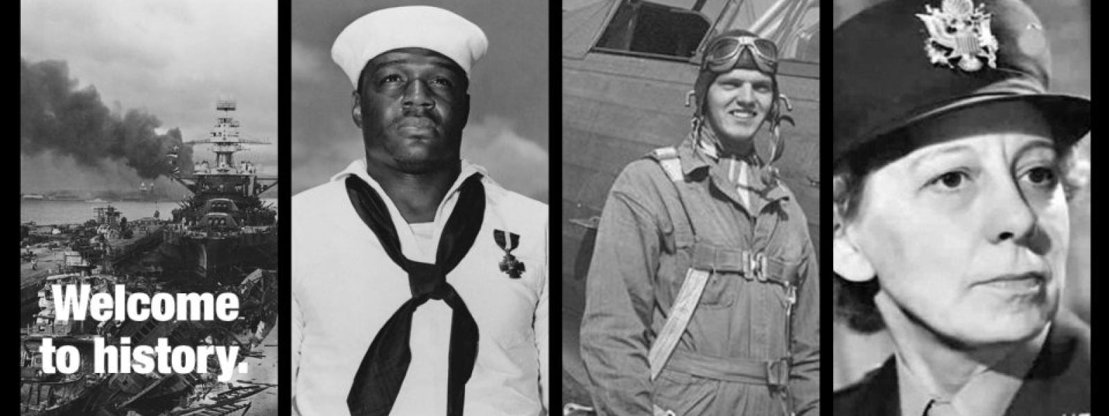 Banner depicting heroes of the attack on Pearl Harbor