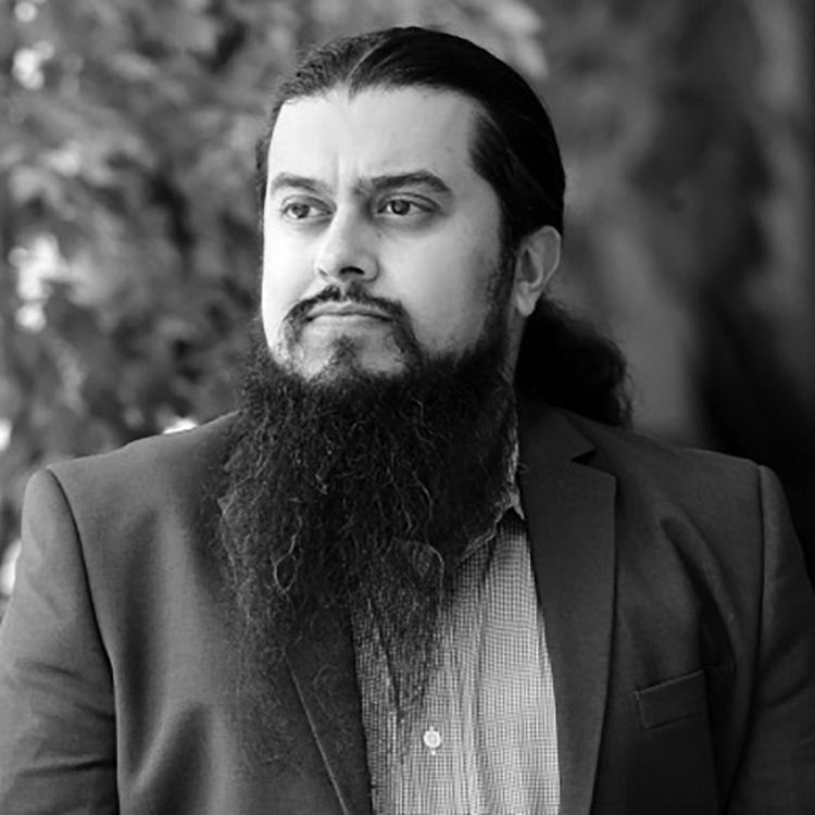 Mankekar heahshot, black and white