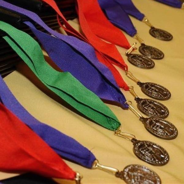 Latin honors medals close-up