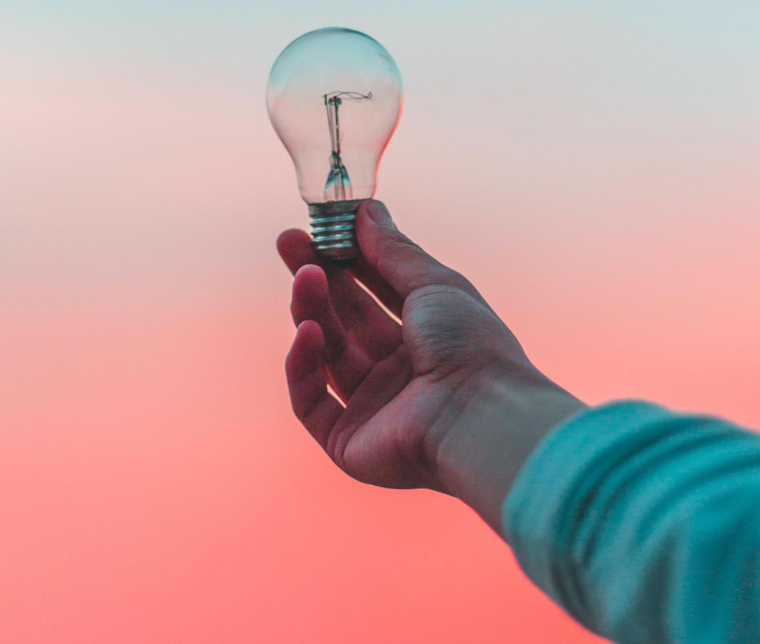 Hand holding a light bulb