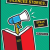 Image of book with quote: "Banning Books Silences Stories. Speak Out!"