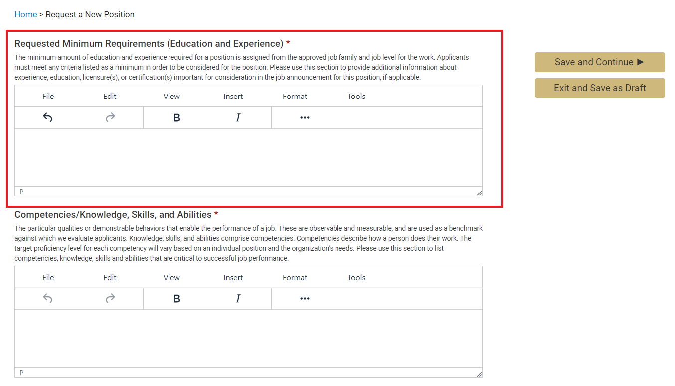 screen shot of position management portal. Contact recruiting@colorado.edu