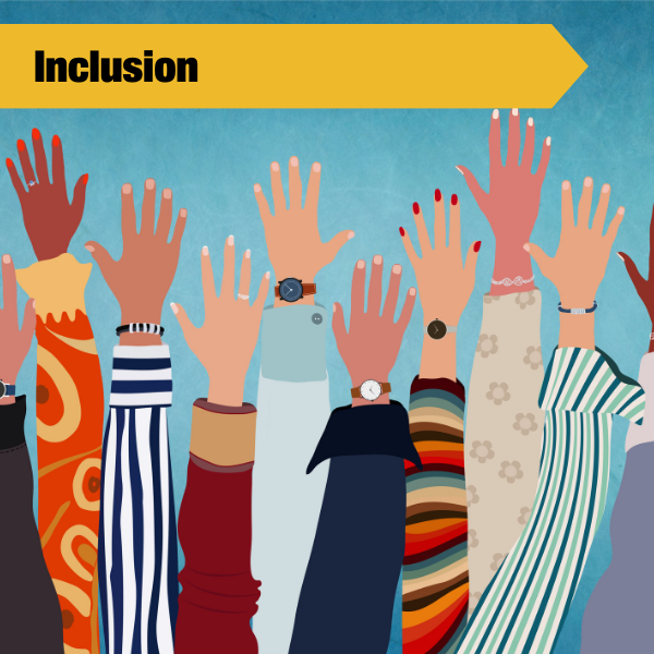 inclusion tile with animated arms raised