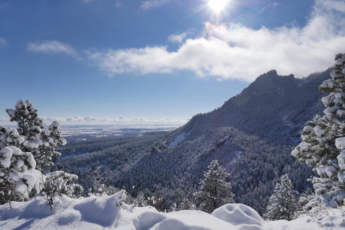 Snowy view of the flatirons