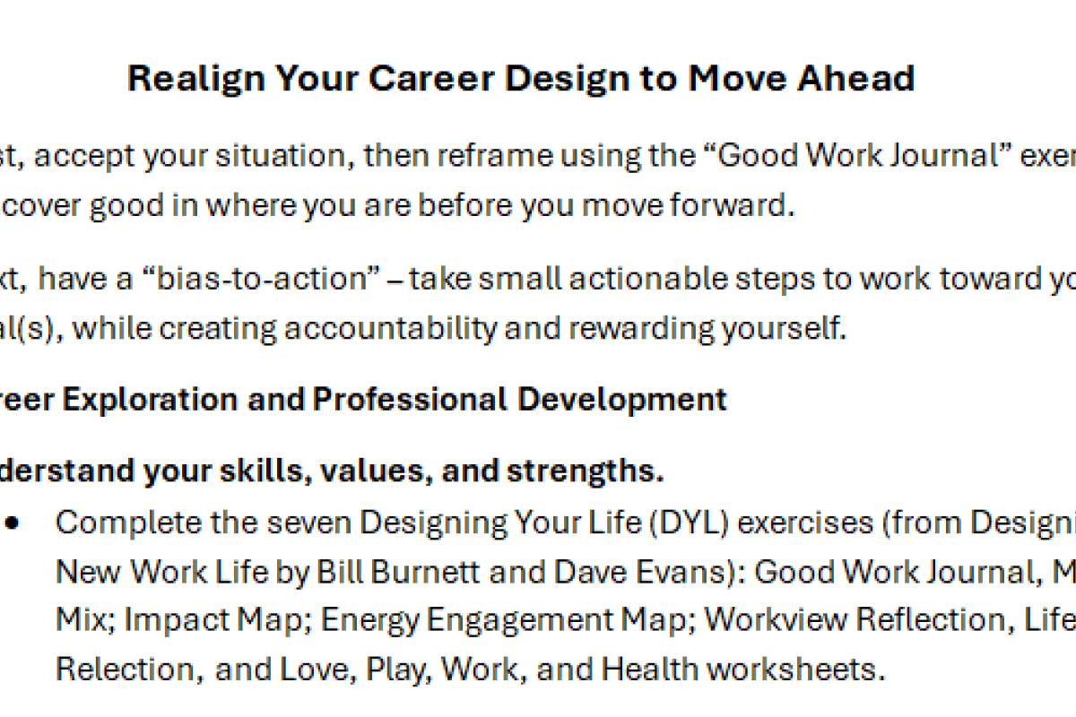 screenshot of realign career design resource