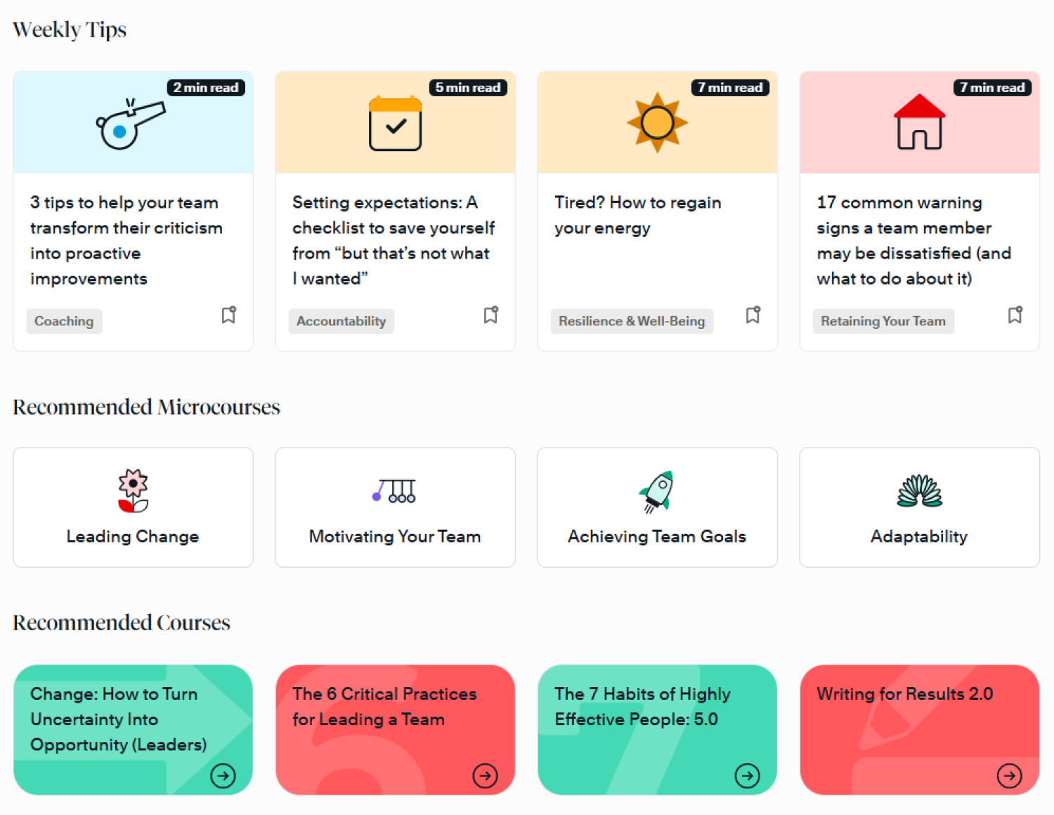 preview of FranklinCovey all access pass homepage