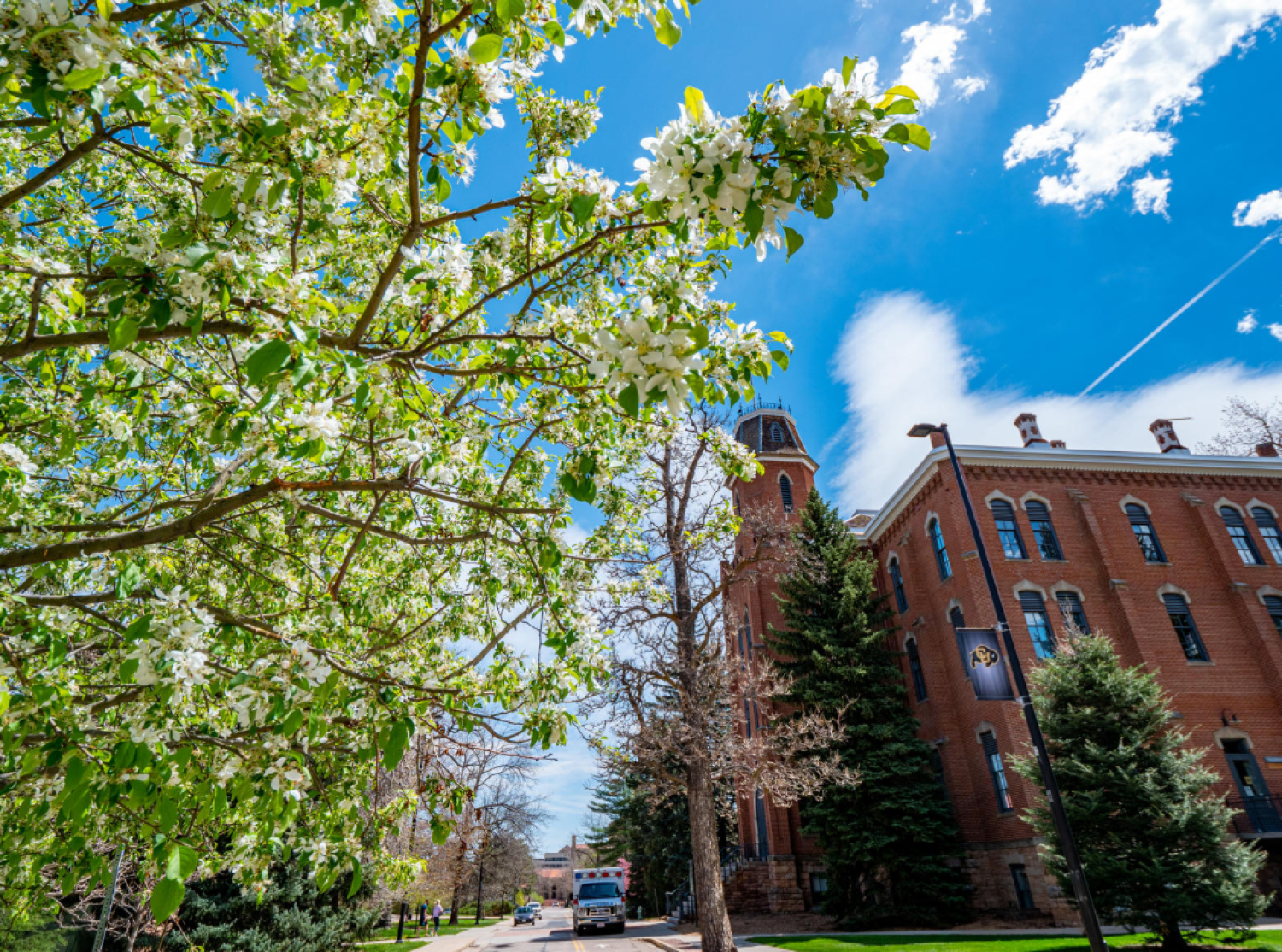 Glenn Asakawa photo of Old Main in Spring 2021
