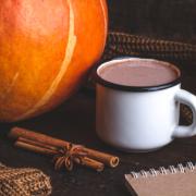 Pumpkin spice latte and books