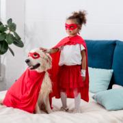 Little girl and dog 