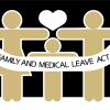 Stick figures holding a banner that says FMLA