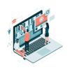 Graphic of people learning on computer