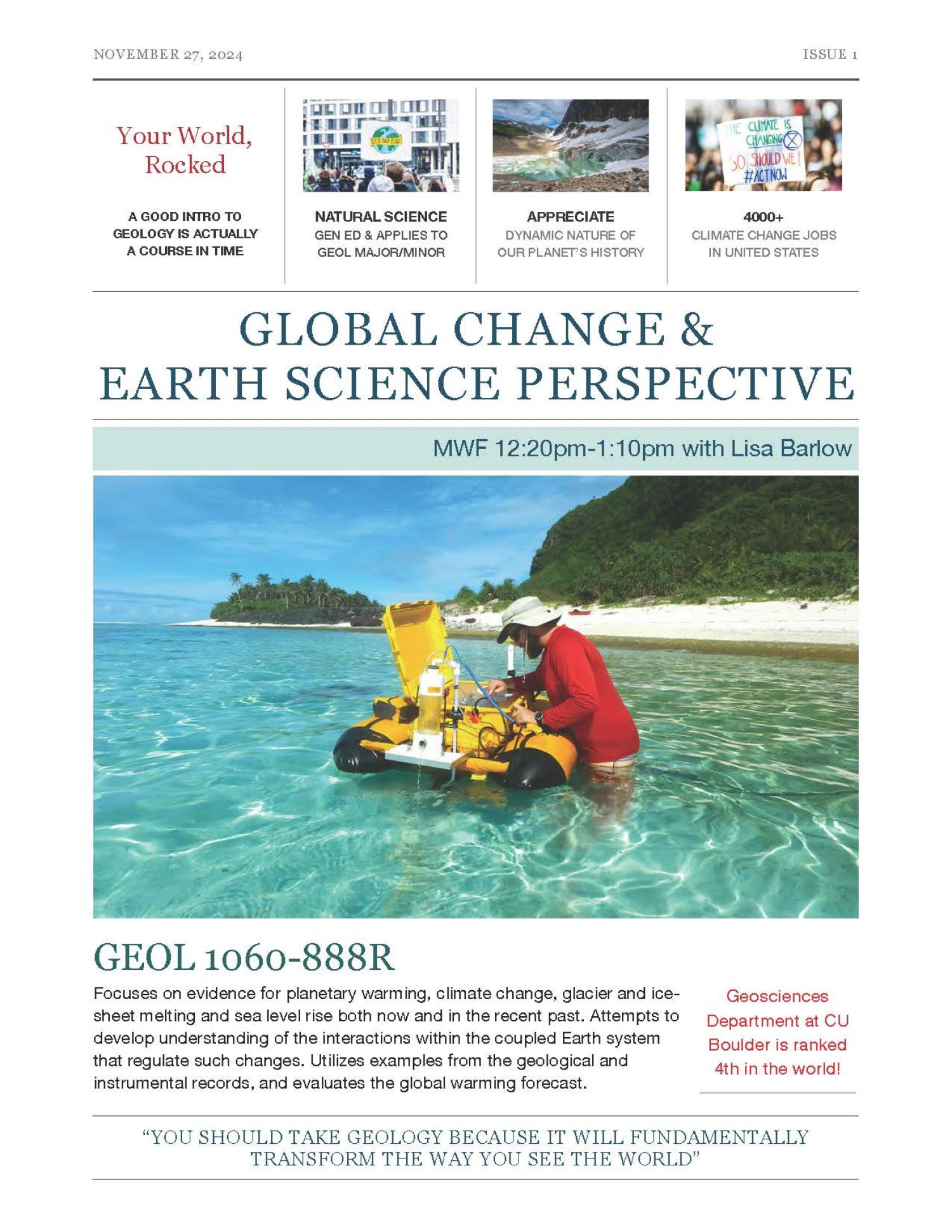 A mock newsletter illustrating the multi-faceted impacts this course can have on our world.