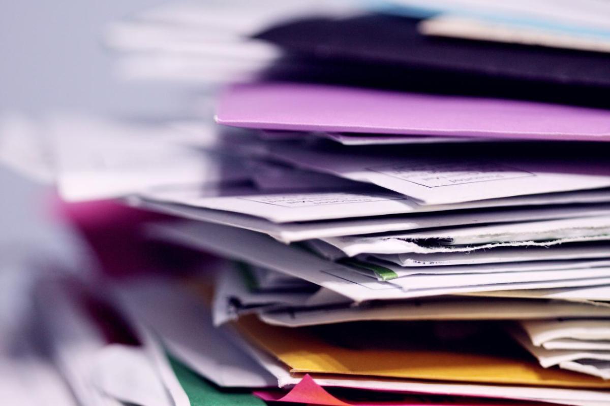 stack of colorful papers