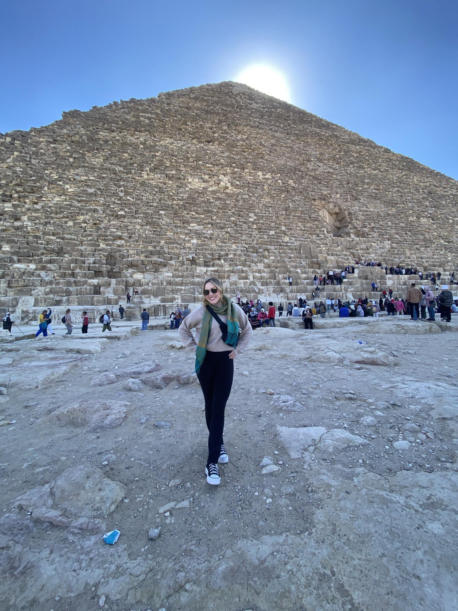 Lillian next to pyramid