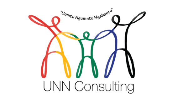 colorful drawing outline of three people holding hands with UNN consulting written below them