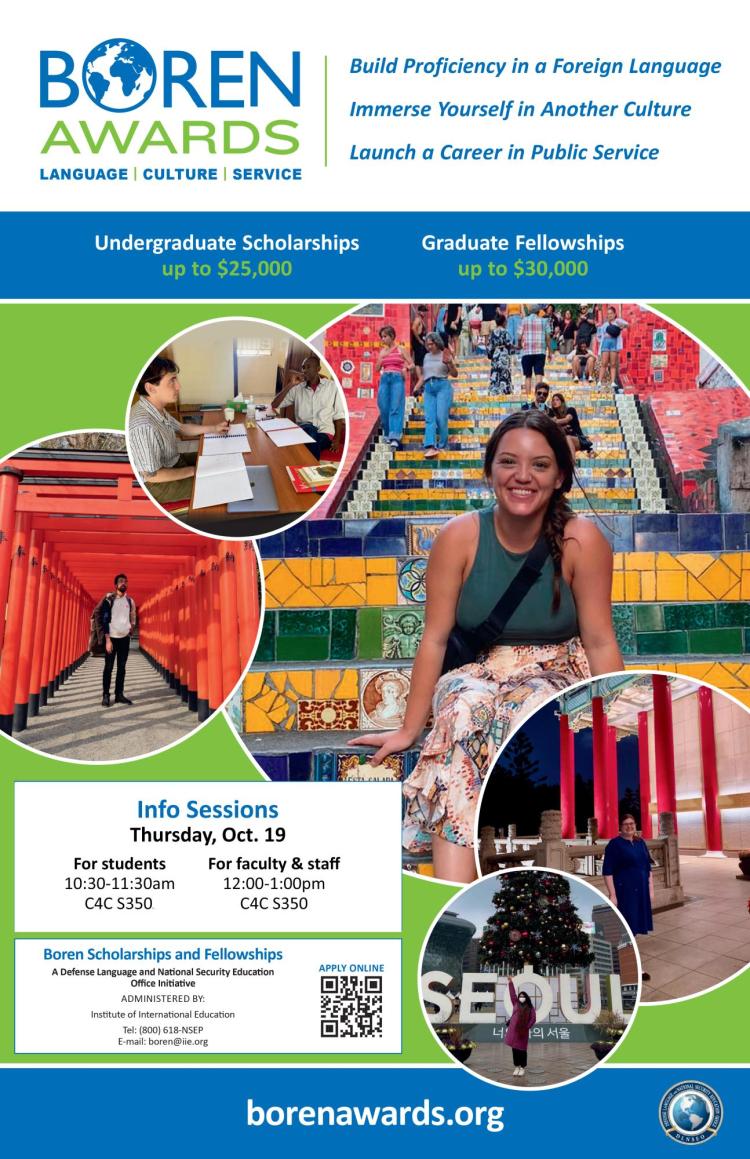 Info flyer for The Boren Awards scholarship