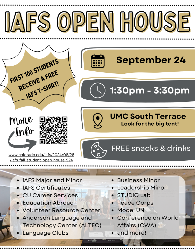 graphic flyer for IAFS open house, info on website
