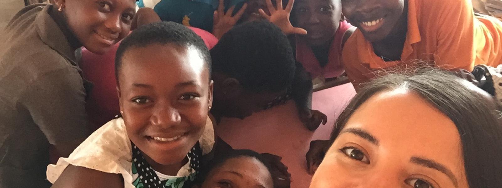 macarena with students in ghana