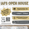 graphic flyer for IAFS open house, info on website