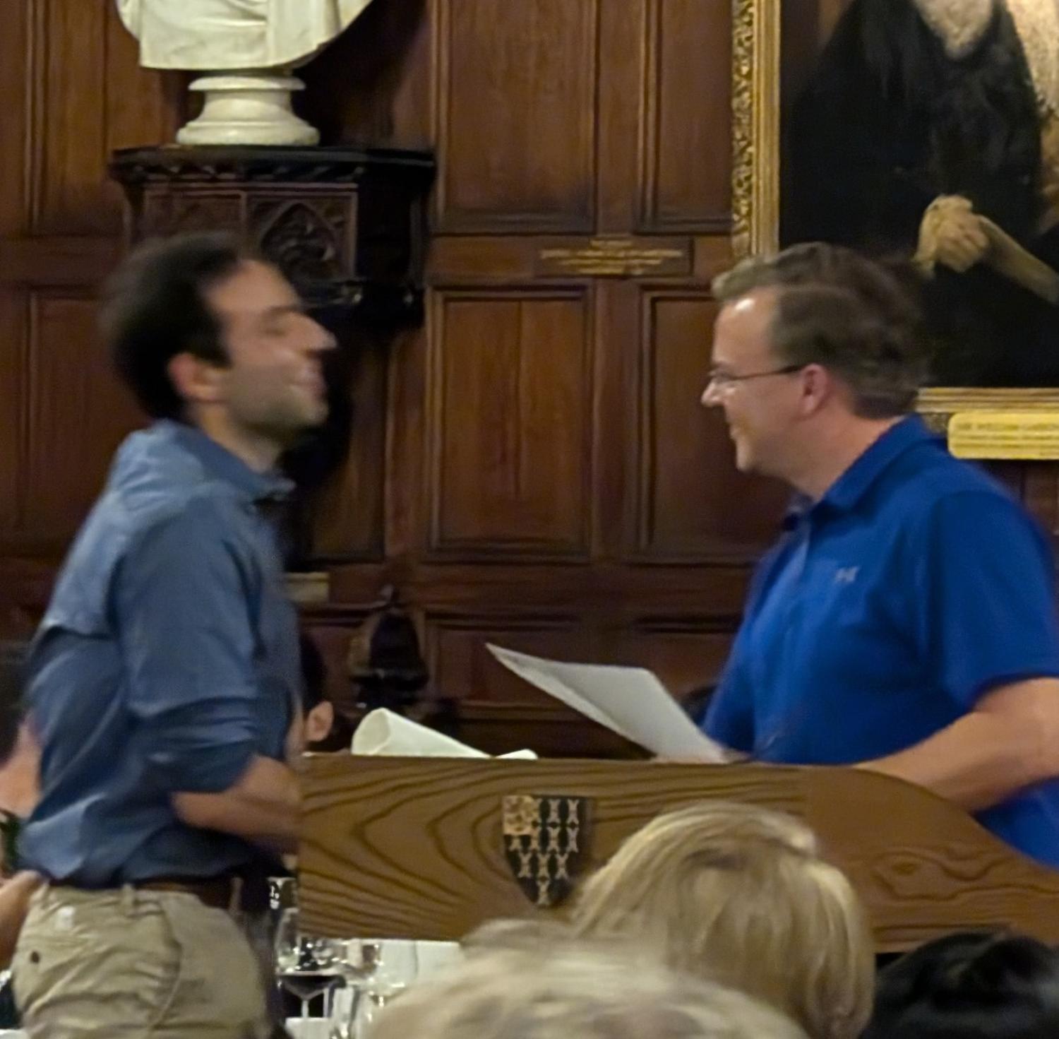 Lukas Schaffer receives his award from Brad Verholst