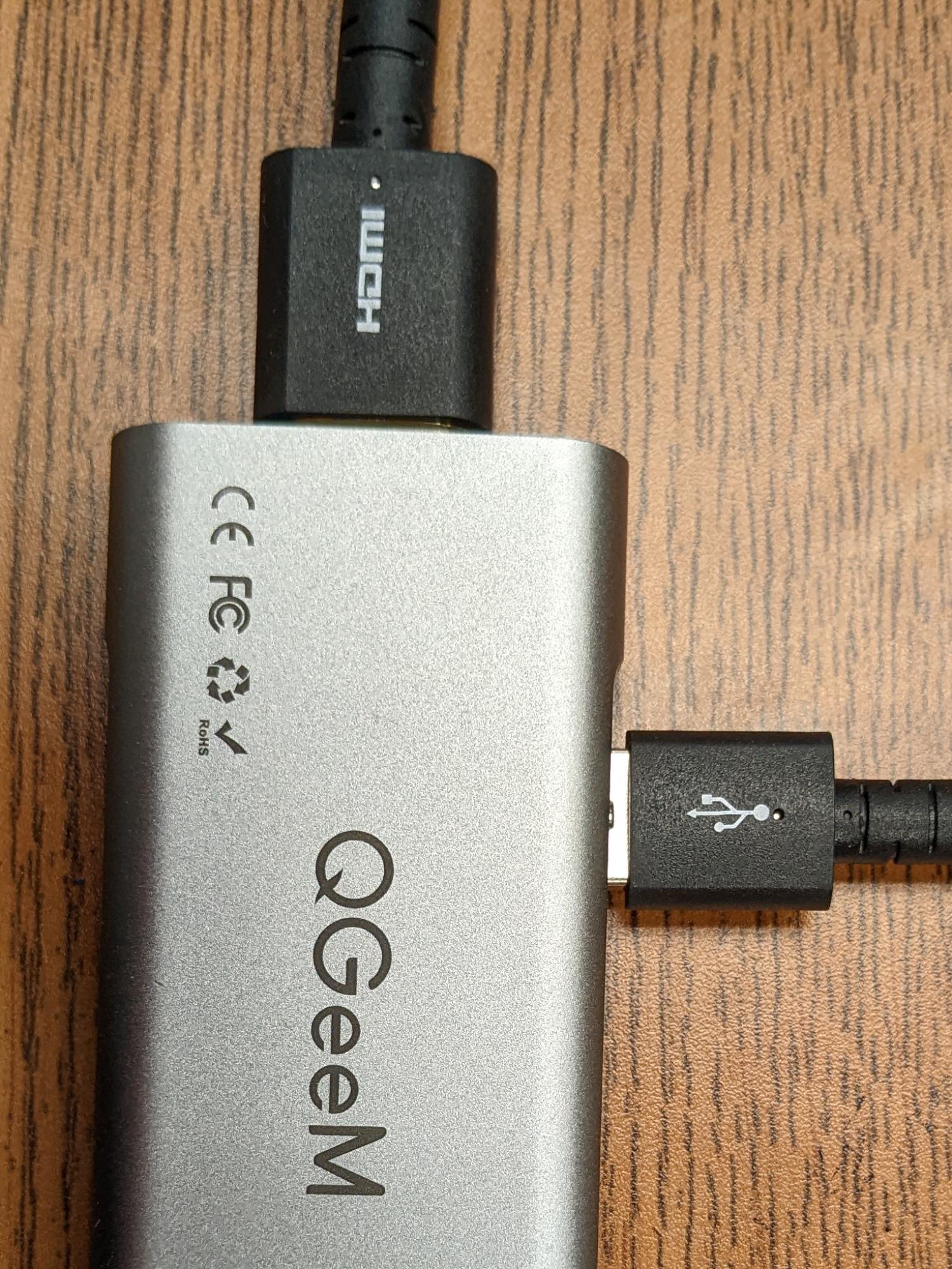 HDMI and USB cable connected to the dongle