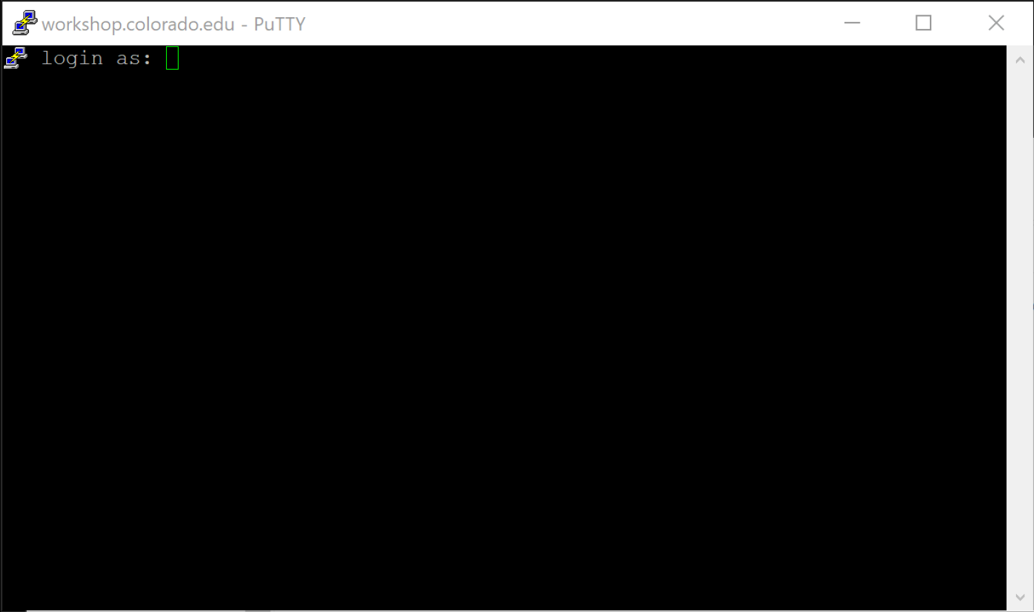 he PuTTY terminal window