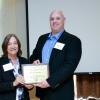 Leadership and Service Award Selection Committee Chair Andrea Feldman and recipient Matthew McQueen