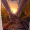 Holding hands.