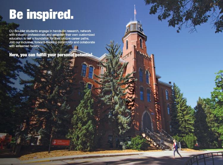 A CU Boulder produced admissions brochure that includes a Be statement.