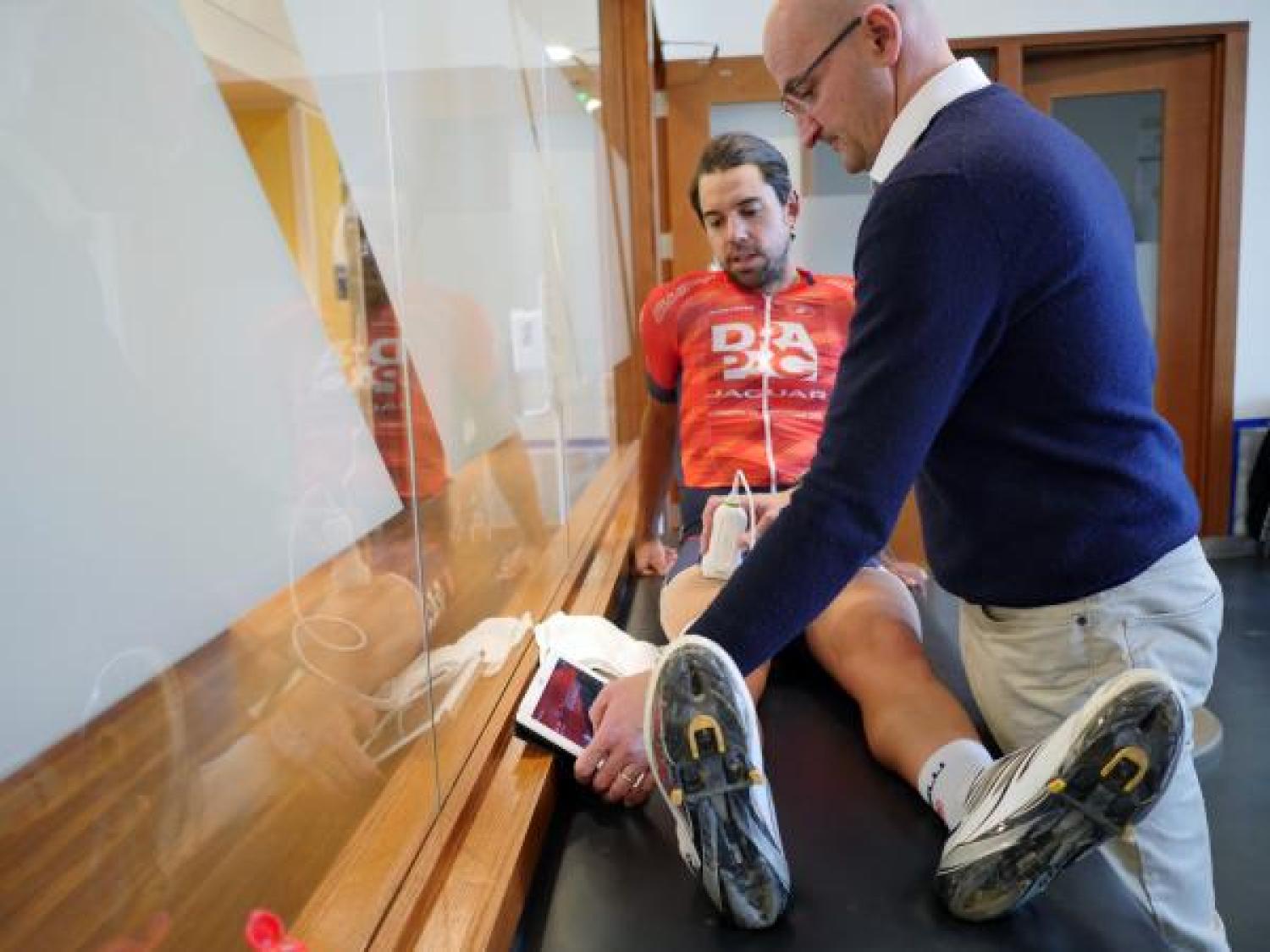 Man fixing leg