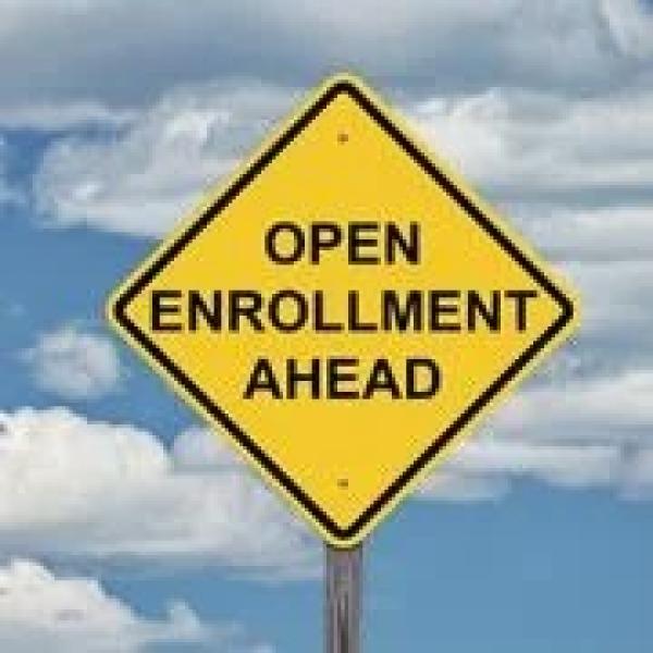 Open enrollment ahead sign