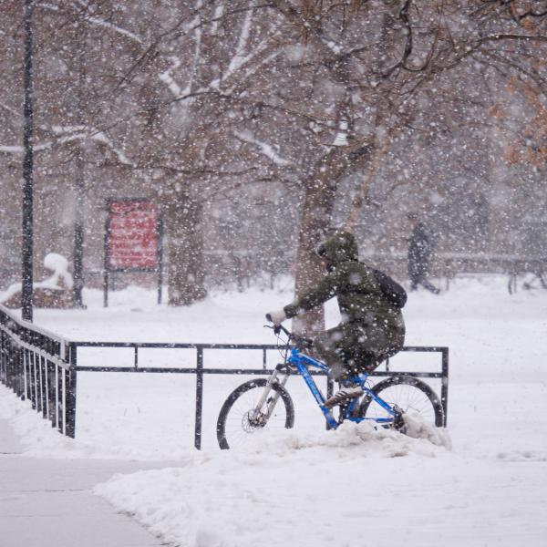 snowy biker