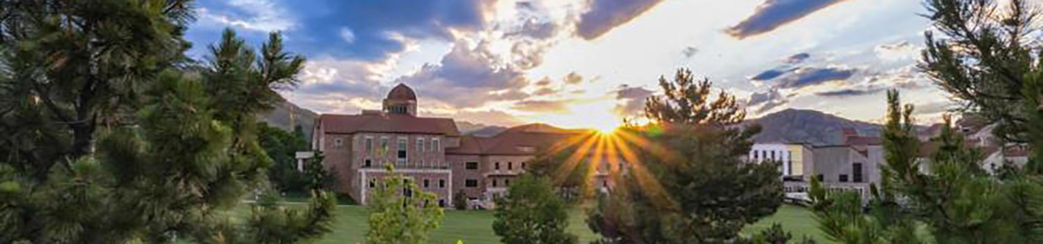 Sunset over the Leeds building