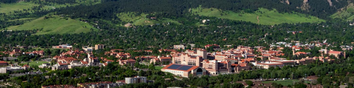 Aerial image of the CU Boulder campus