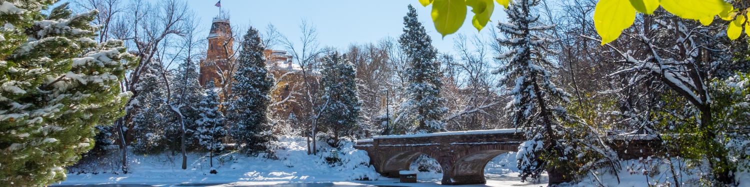 Campus snow scene