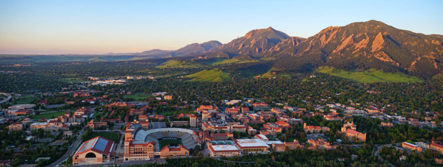 aerial view of CU Boulder campus