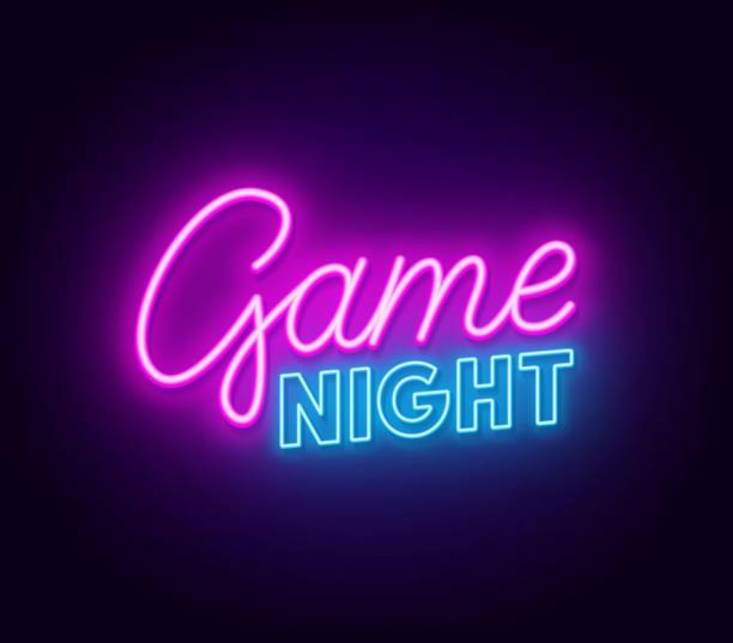 A neon sign that says "Game Night"