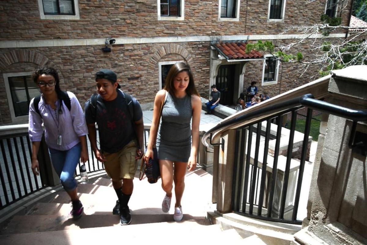 students walking up the stairs at the C4C