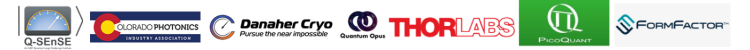 Logos of the partners: Q-SEnSE, Colorado Photonics Industry Association, Danaher Cryo, Quantum Opus,Thorlabs, PicoQuant and FormFactor